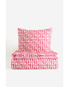 Viscose Single Duvet Cover Set Hot Pink/patterned