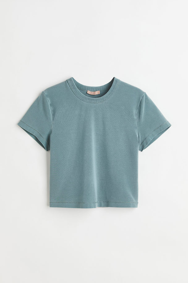 H&M Cotton Jersey Top Dusty Green