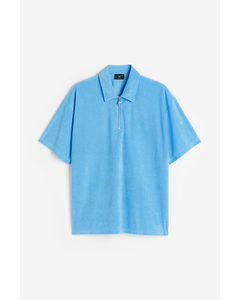 Poloshirt aus Frottee in Relaxed Fit Hellblau