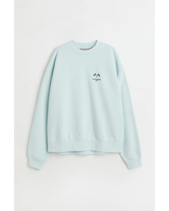 H&M Printed Sweatshirt Light Turquoise