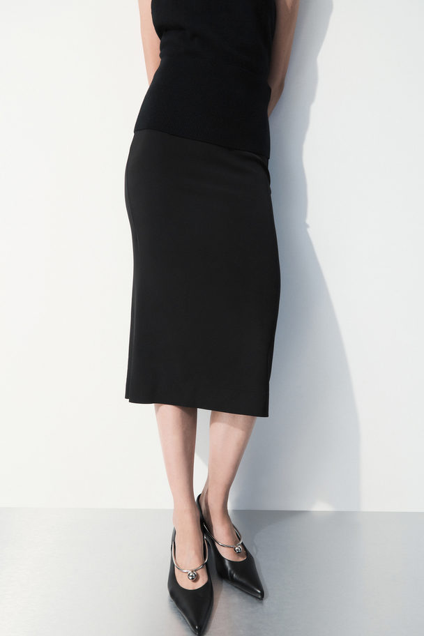 COS The Tailored Silk-blend Midi Skirt Black