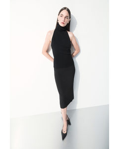 The Tailored Silk-blend Midi Skirt Black