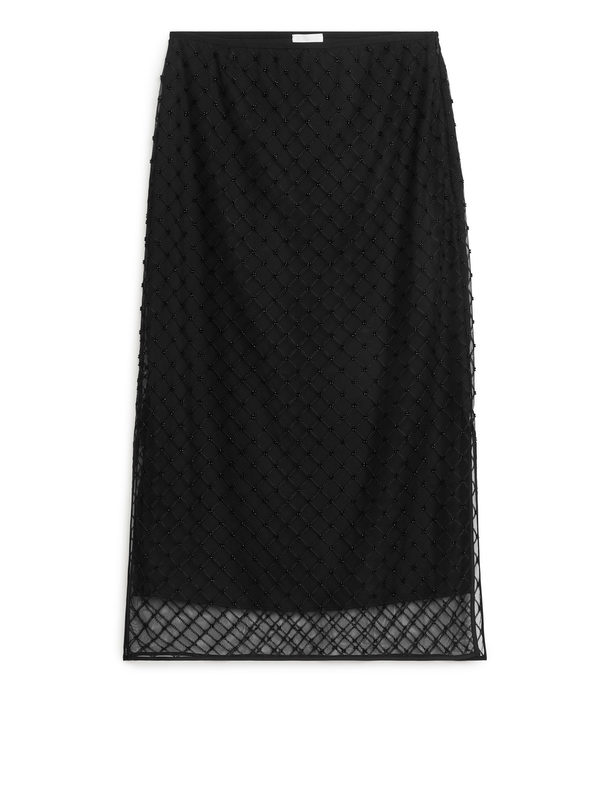 ARKET Sequined Net Skirt Black