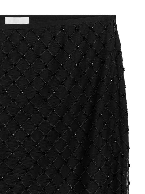 ARKET Sequined Net Skirt Black