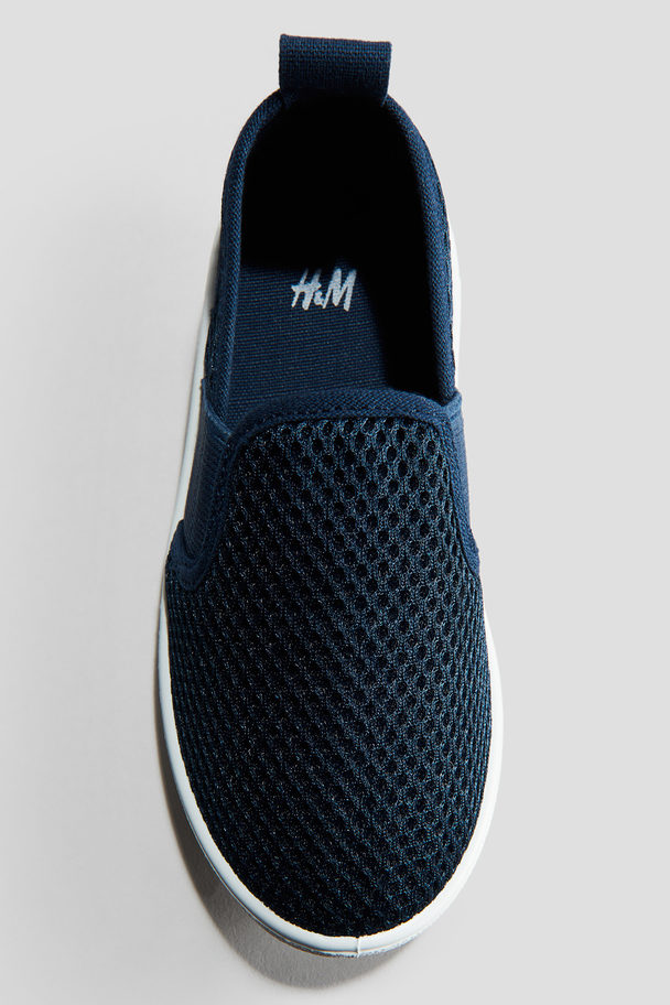 H&M Slip-on Sneakers Van Mesh Marineblauw