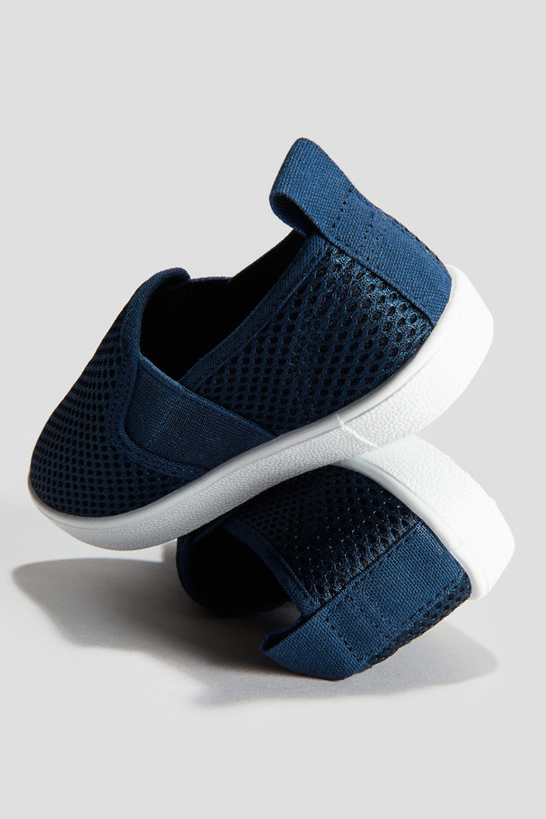 H&M Slip-on Sneakers Van Mesh Marineblauw