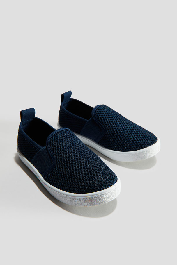 H&M Slip-on Sneakers Van Mesh Marineblauw