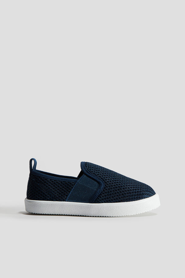 H&M Slip-on Sneakers Van Mesh Marineblauw