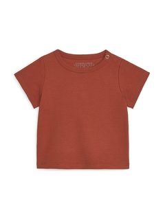 Kurzärmeliges Ripp-T-Shirt Terrakotta