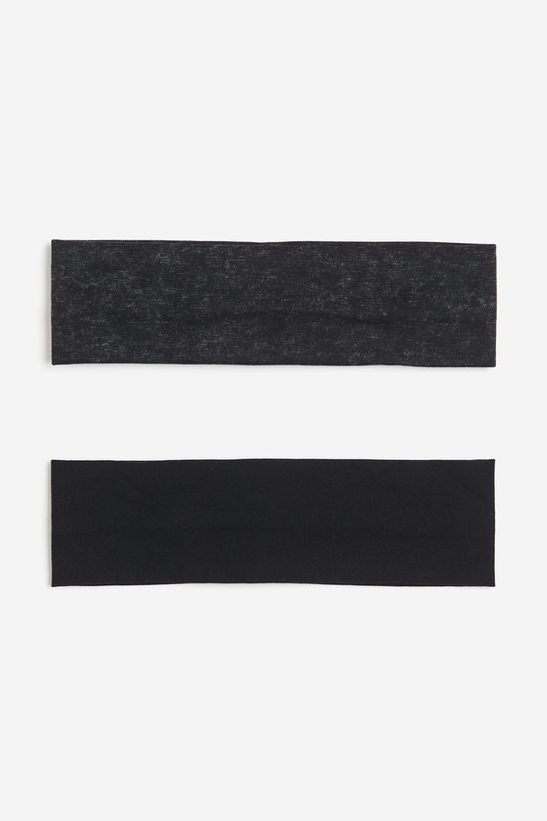 H&M 2-pack Jersey Headbands Black/washed