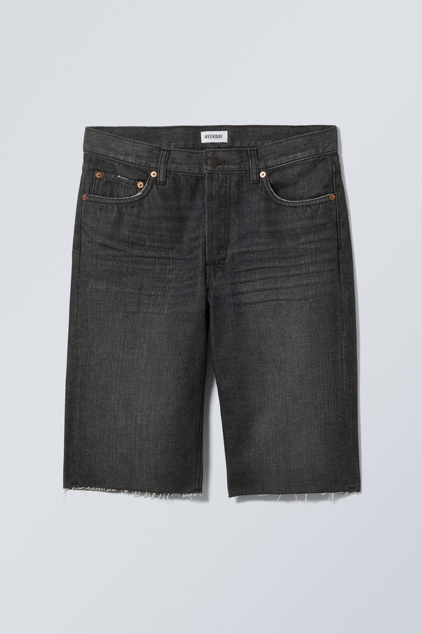 Weekday Straight Denim Shorts Ash Black