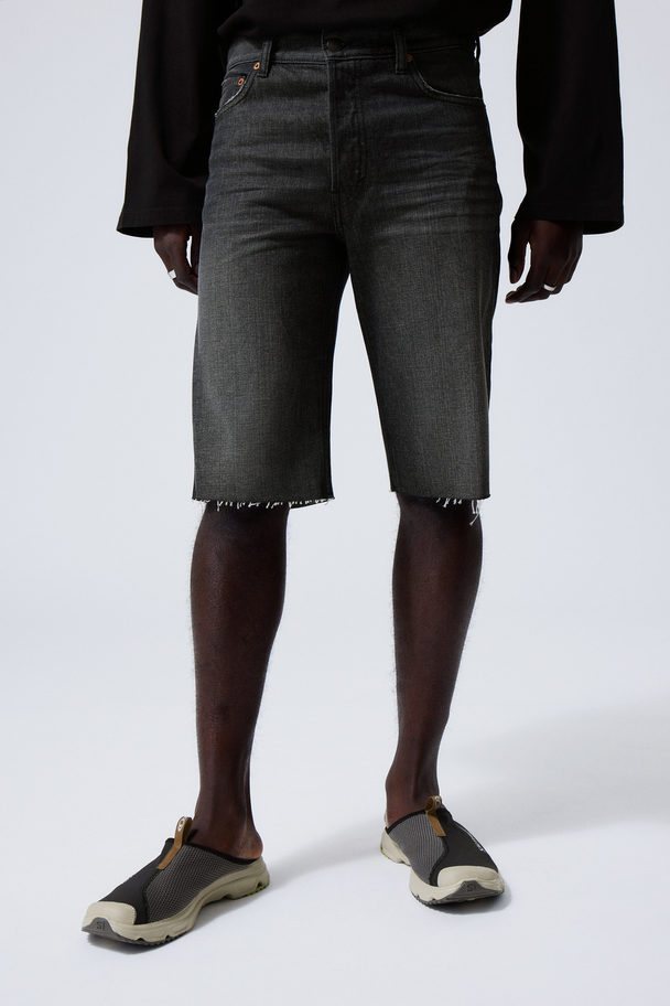 Weekday Straight Denim Shorts Ash Black