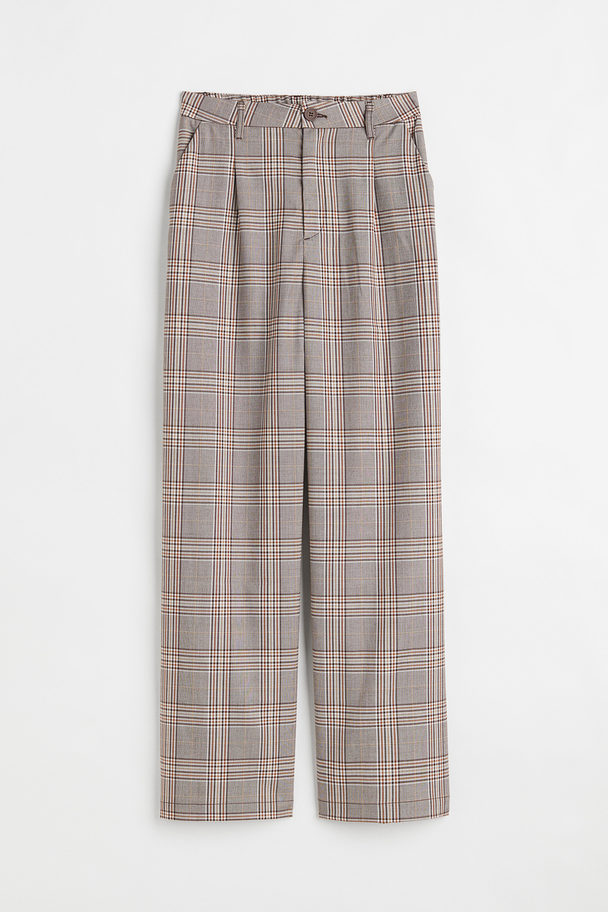 H&M Tailored Trousers Light Brown/checked