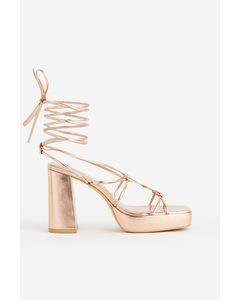Block-heeled Platform Sandals Rose Gold-coloured