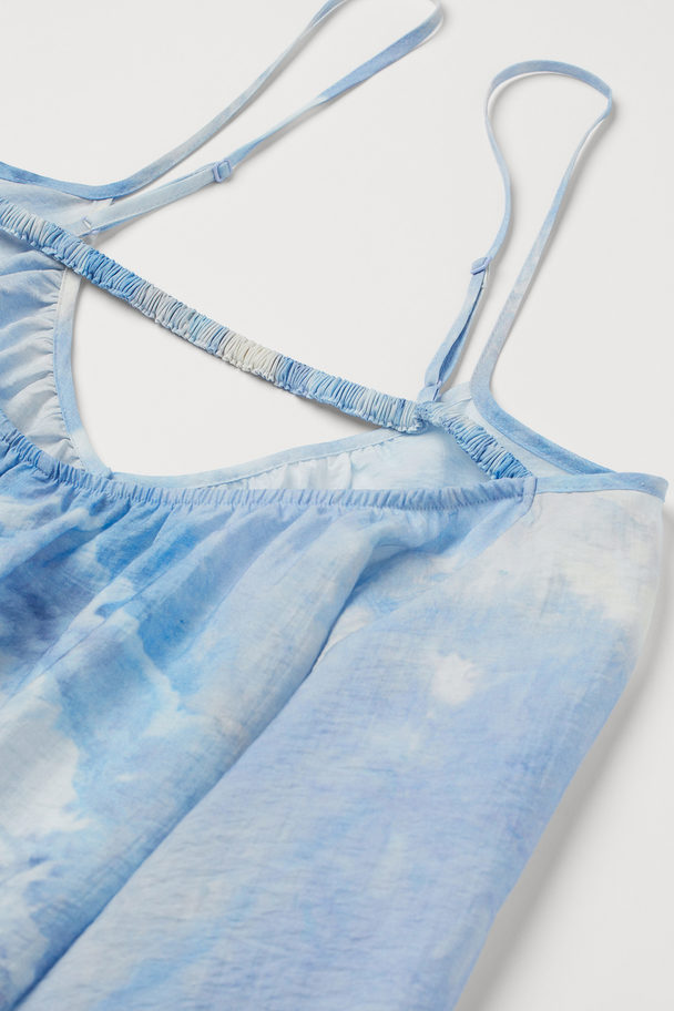 H&M Airy Lyocell-blend Dress Light Blue/patterned