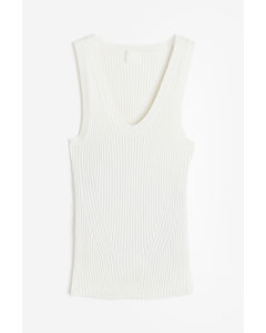 Rib-knit Vest Top White
