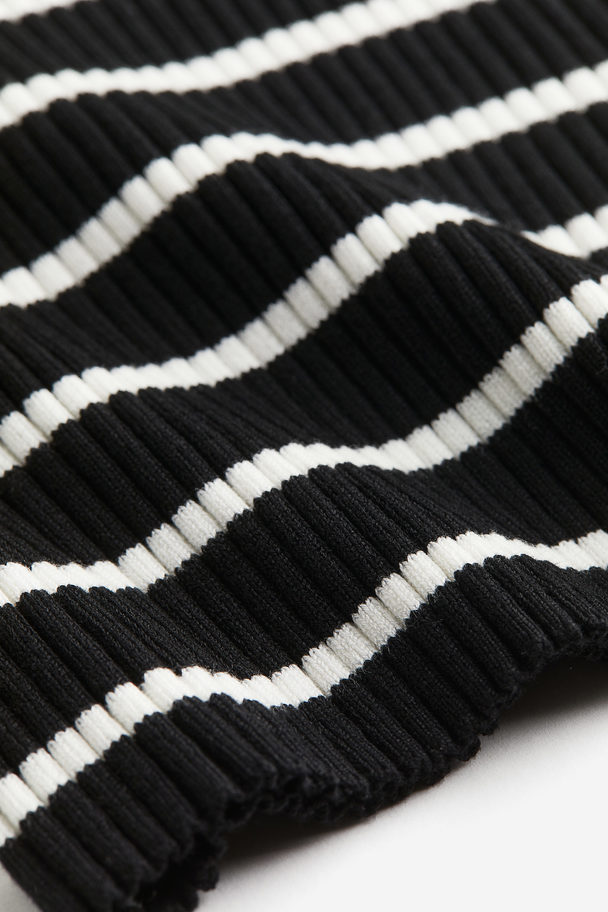 H&M Rib-knit Vest Top Black/white Striped