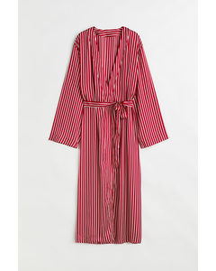 Satin Dressing Gown Red/striped