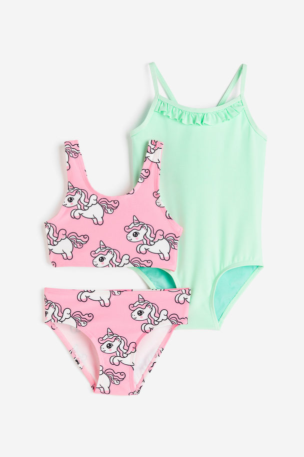 H&M Bikini And Swimsuit Pink/unicorns