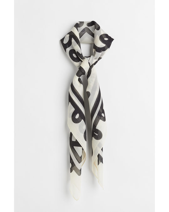 H&M Scarf Natural White/patterned