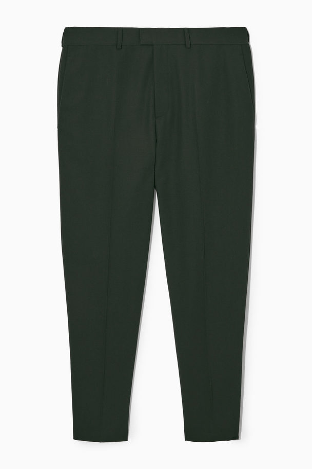 COS Regular-fit Wool-blend Trousers Dark Green