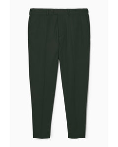 Regular-fit Wool-blend Trousers Dark Green