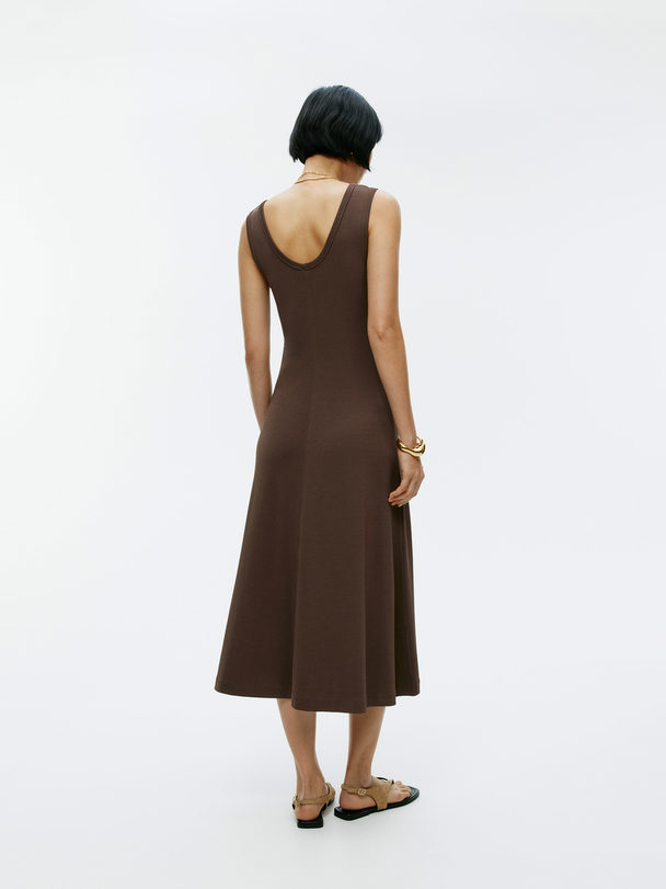 ARKET Rib Jersey Dress Dark Brown