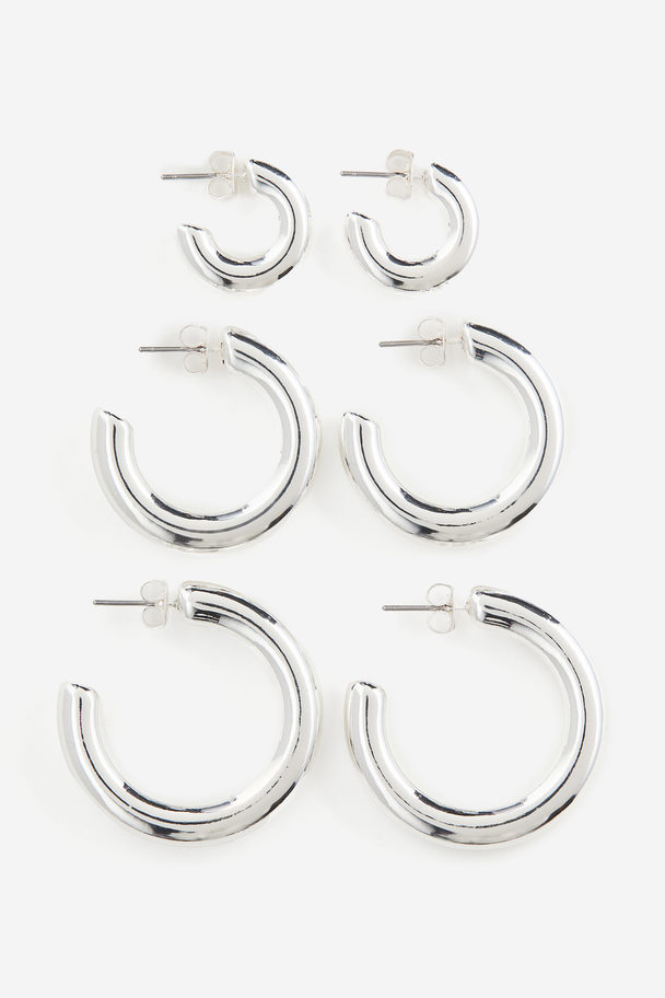 H&M 3 Paar Runde Ohrringe Silberfarben