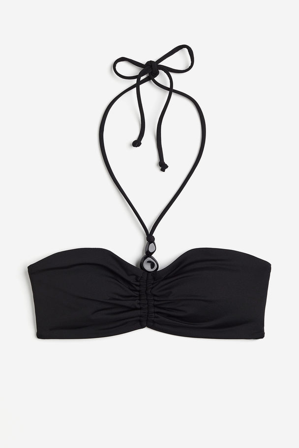 H&M Wattiertes Bandeau-Bikinitop Schwarz