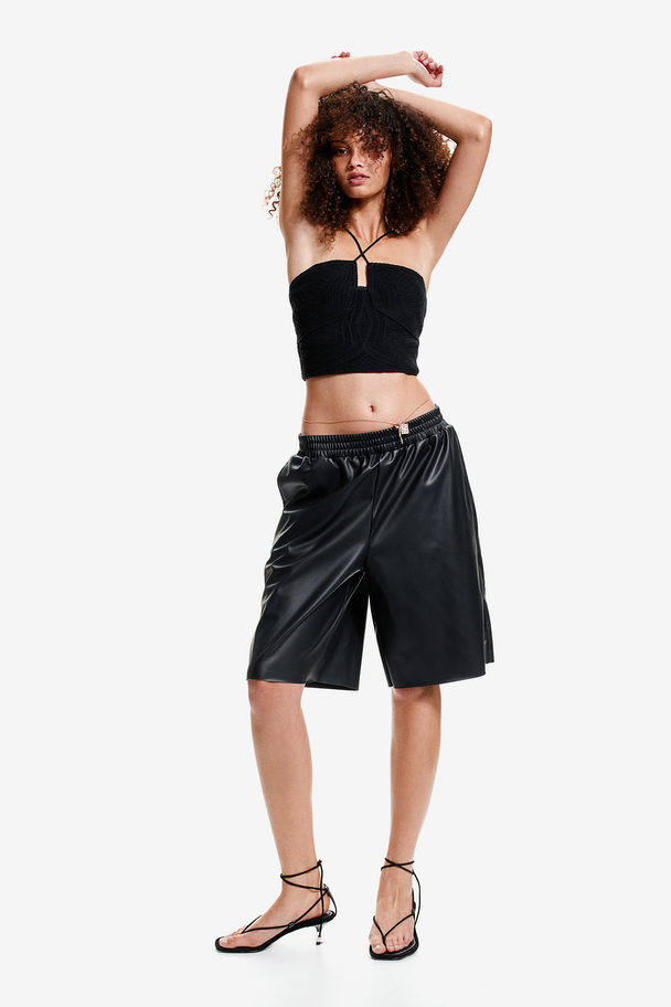 H&M Coated Bermudashorts Sort