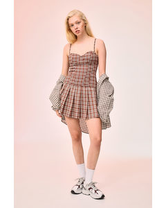 Twill Bustier Top Brown/checked
