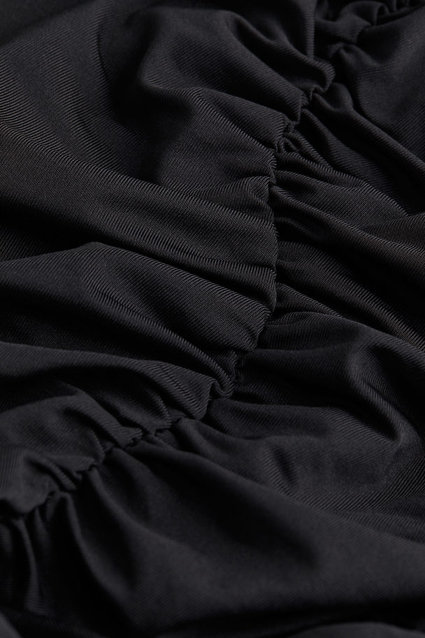 H&M Draped Off-the-shoulder Dress Black