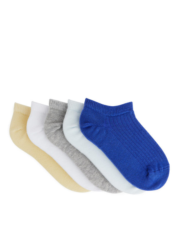 ARKET Sneaker Socks, 5 Pairs White/grey/yellow/blue