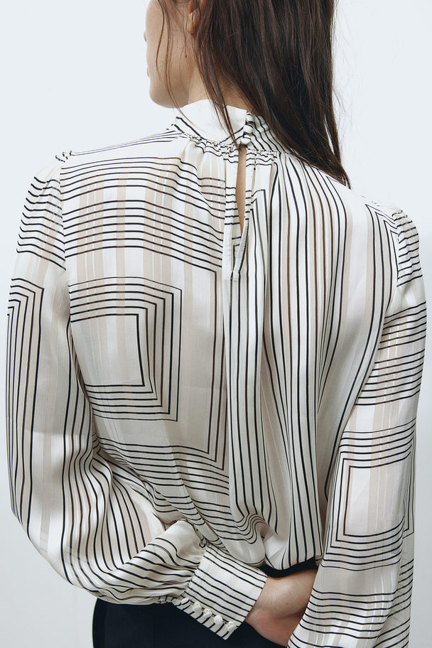 H&M Blouse Met Dessin Roomwit/dessin