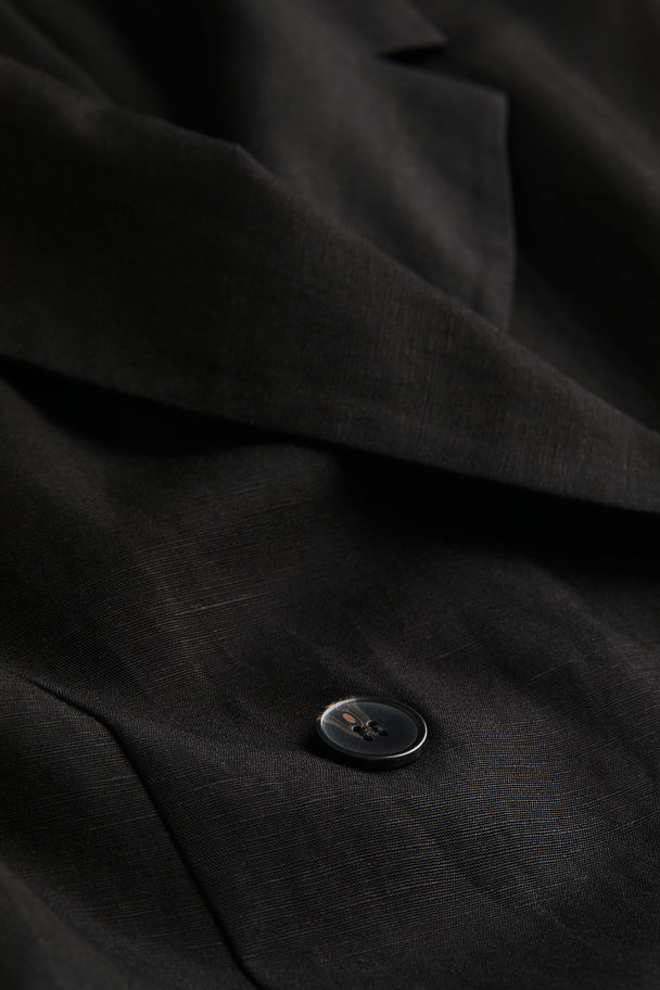 H&M Linen-blend Tie-belt Dress Black