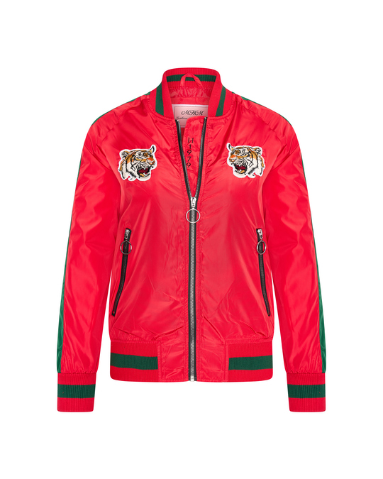  Mhm Fashion Bomber Jacket Tiger Heads Zwart Red