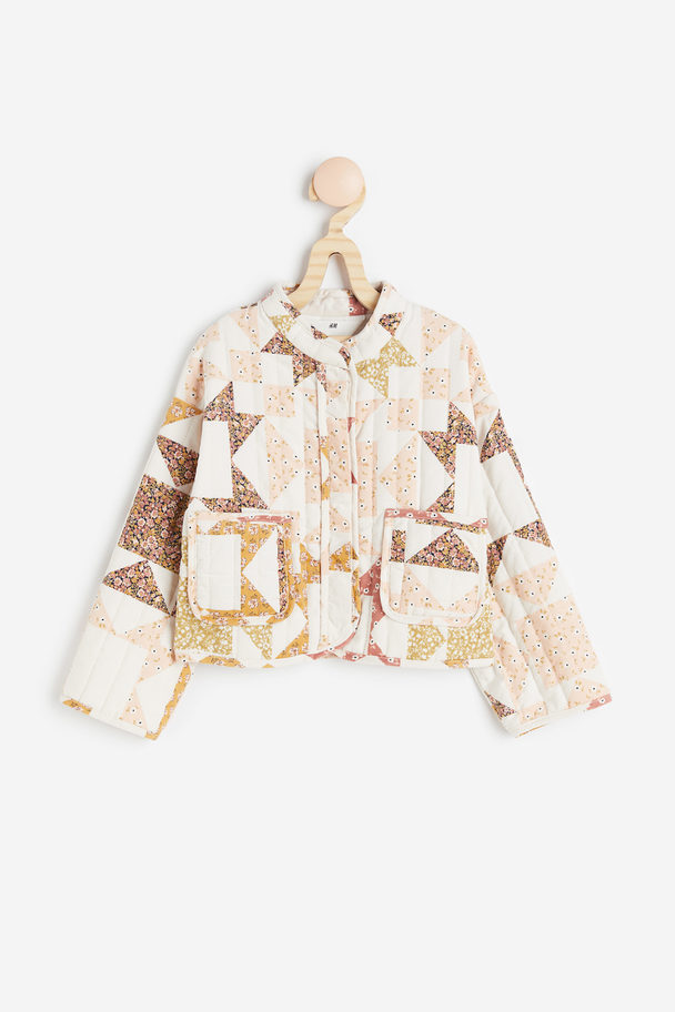 H&M Quilted Corduroy Jacket White/patterned