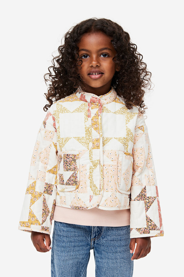 H&M Quilted Corduroy Jacket White/patterned