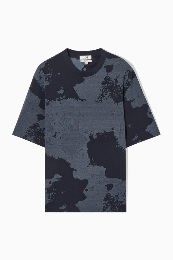 COS Relaxed-fit Jacquard T-shirt Navy / Grey