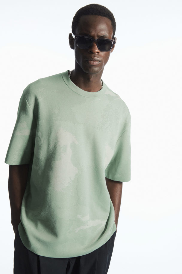 COS Relaxed-fit Jacquard T-shirt Light Green