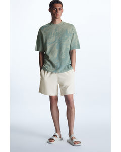Relaxed-fit Jacquard T-shirt Sage Green / Beige