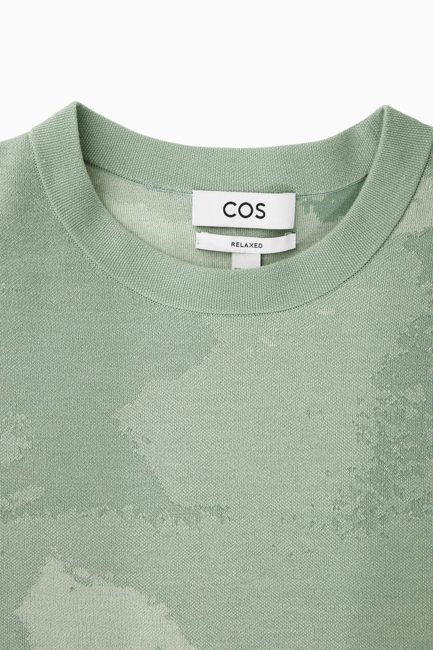 COS Relaxed-fit Jacquard T-shirt Light Green