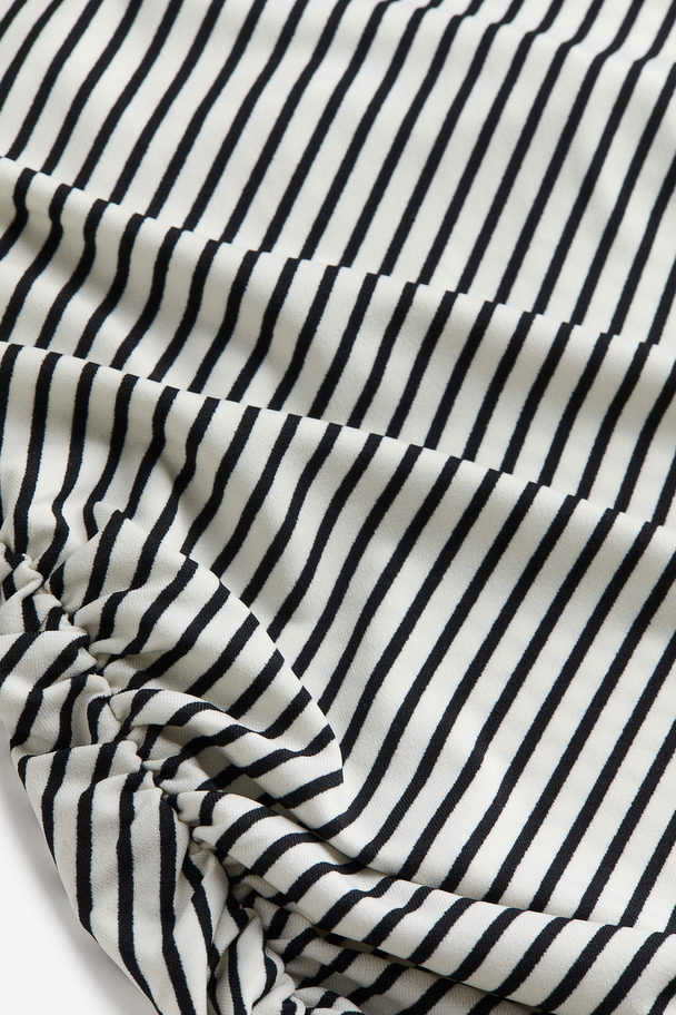 H&M Cropped Turtleneck Top White/black Striped