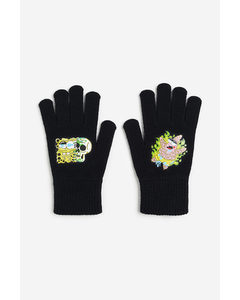 Print-motif Gloves Black/spongebob Squarepants