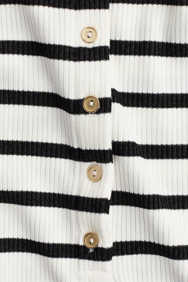 H&M Button-top Jersey Dress White/striped