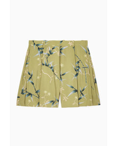 Printed Tailored A-line Shorts Khaki