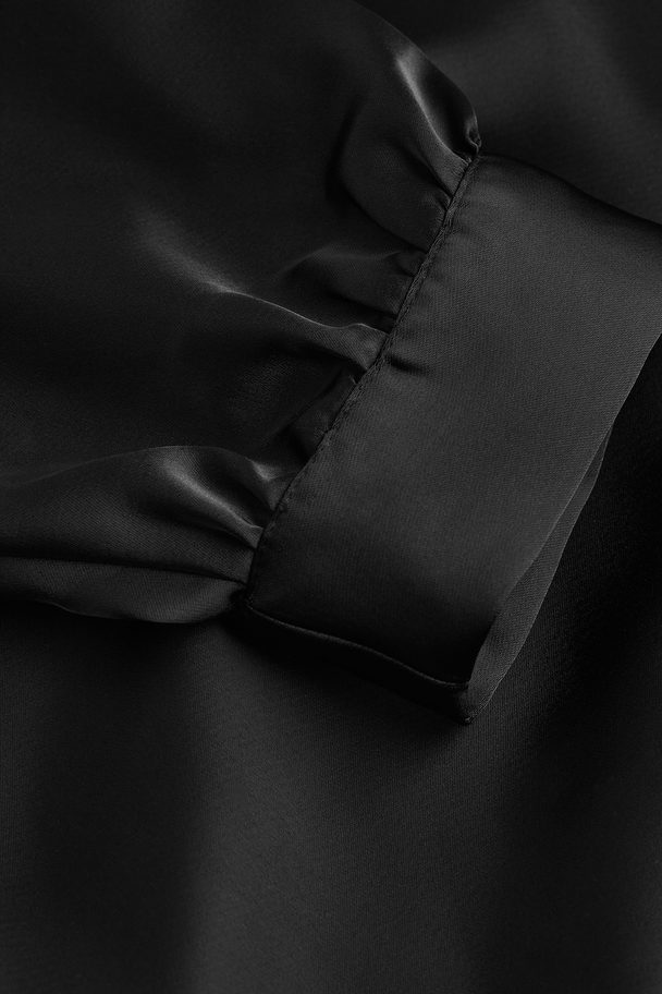 H&M Tie-belt Satin Dress Black
