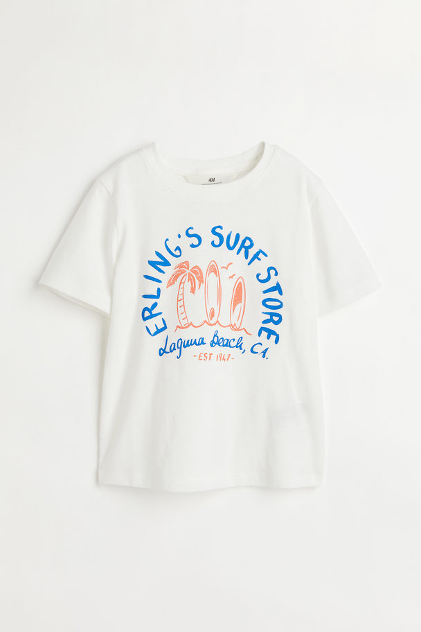 H&M T-shirt Met Print Wit/erling's Surf Store
