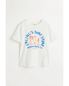 T-shirt Med Tryck Vit/erling's Surf Store