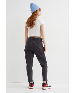 Cut Out Mom Jeans Schwarz/Washed out
